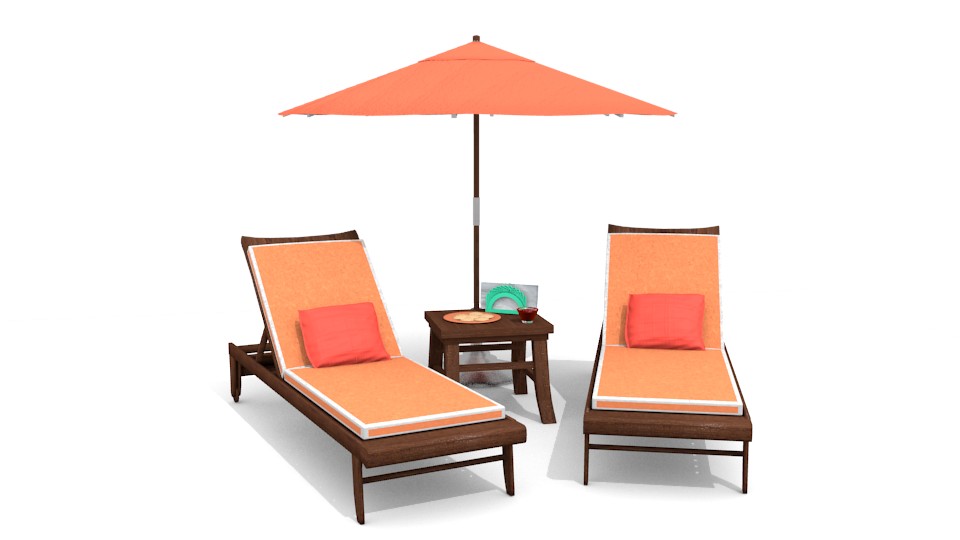 Lounge Chairs, Table, and umbrella  preview image 1
